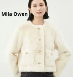 ミラオーウェン 金ボタンクロップドファージャケット