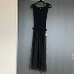 リエンダ　タグ付き　黒 ニットワンピース ロング(取り外し可能)