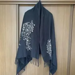 ブラック花柄刺繍 ストール