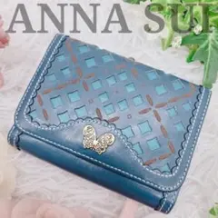 完売品！入手困難☆ANNA SUI アナスイ 本革 がま口 三つ折り財布 翡翠色のサムネイル