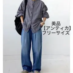 antiqua デニム　タックワイドパンツ レディース ボトムス　フリーサイズ