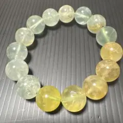 パワーストーン　天然石　ビーズ ブレスレット 透明・黄色・緑色 約12mm