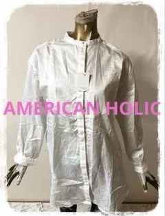 ☘️T18563☘️新品 AMERICAN HOLIC 比翼バンドカラーシャツ M