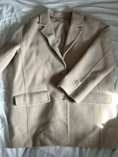 ミラオーウェン ベージュ テーラードジャケットコート(ウール入り)