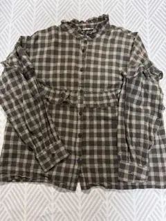 SM2 サマンサモスモス ブラウンチェックフリルブラウス / フリーサイズ