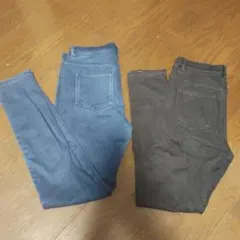 ユニクロ　ヒートテックスキニーパンツ　デニム ブルー ブラック 2点セット