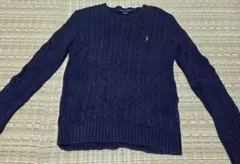 RALPH LAUREN　ラルフローレン　ケーブルニット　ポニー刺繍　ネイビーM