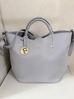 フルラ FURLA グレージュ レザー トートバッグ ショルダーバッグ
