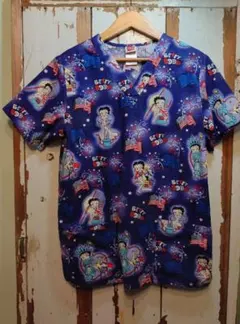 ☆US古着ベティちゃんスクラブシャツ/ドクターシャツ/S