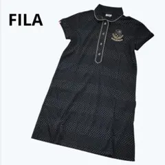 【美品】フィラゴルフ ワンピース L ゴルフウェア ドット柄 黒