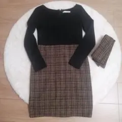 【美品・即完売型】ROYAL PARTY チェック×ブラック 細見えワンピース