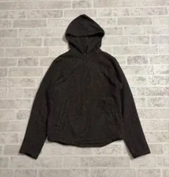 00s ウールフーディー　Niche. メランジ　ブラウン　古着　エルボーパッチ