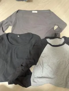 長袖Tシャツ 3点セット グレー 黒 薄紫