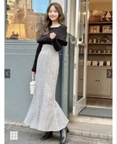 GRL ラメチェックツイードマーメイドスカート[dk1080]