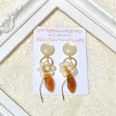 3点目半額❁⃘*.゜ 一点物 ミルキーカラーのべっ甲ジャラピアス