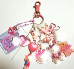 じゃらじゃらキーホルダー ピンクMIX ストラップ チャーム