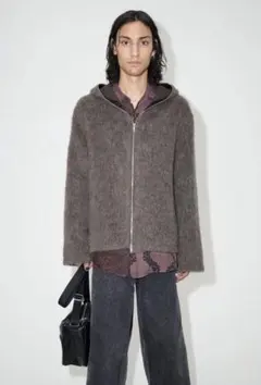 mohair full zip hoodie