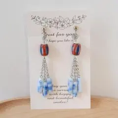 アフリカントレードビーズのイヤリング（ピアス変更可）匿名配送E-46