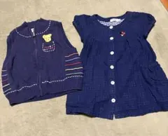 ダブルビー　ミキハウス　ネイビー ベストとワンピース　2点セット