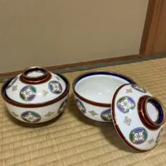 有田焼　彩華窯　蓋付き　煮物椀　小鉢　中鉢　七宝丸紋　2客セット