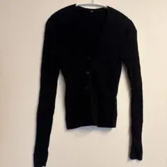 UNIQLO ブラック リブVネック カーディガン M