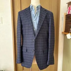 ネイビー チェック柄 テーラードジャケット