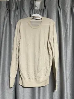 ベージュ 長袖 ニットセーター 100%毛