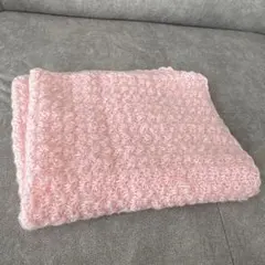 ハンドメイド　膝掛け　ピンク
