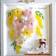 春桜 小鳥 北欧インテリア シーグラスアート 玄関飾り ミニチュア