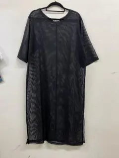 ショコラフィネローブ メッシュ素材 レイヤードトップス ブラックのサムネイル