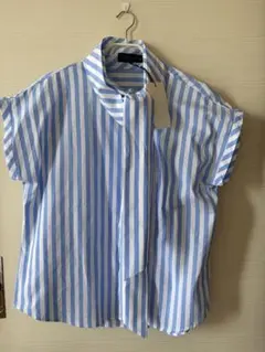 【新品】ZARA ザラ ストライプ柄ボウタイシャツ ブラウス