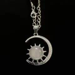 ⑦シルバーカラーストーンネックレス　ムーンペンダント　ホワイト　ジュエリー天然石