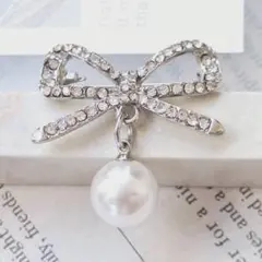 上品パール×リボンブローチ✨セレモニー 七五三 卒業式 フォーマル シルバー