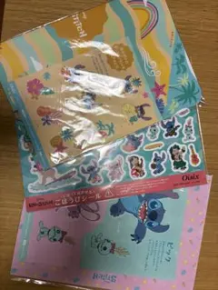 非売品オイシックスキット付属品 スティッチ ランチマット、シール、ピックセット