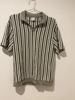 ZARA ストライプ ニットポロ　s
