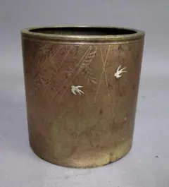 キンシ正宗 銅火鉢［象嵌 柳にツバメ］京都・今井八方堂製 キンシ正宗 銅火鉢［象嵌 柳にツバメ］京都・今井八方堂製 - メルカリ
