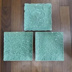 ジェンガラ　角皿　3枚セット　金継用(割れかけあり)のサムネイル