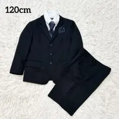 120cm 男の子 キッズ フォーマルスーツセット 卒園式 入学式 黒ストライプ