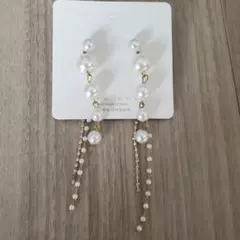 パール　ゴールド　ピアス　ブライダルアクセサリー　結婚式　ヘアアクセ