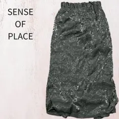 SENSE OF PLACE シャイニークリンクルイージースカート 黒 Iライン