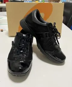 アッシクスPedala 23cm2Eブラックコンフォートレザースニーカージッパー