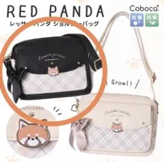 【新品未使用】レッサーパンダ✨ブラック✨チェック柄ショルダーバッグ