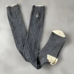 グレーリブ編みハイソックス ロゴ付き