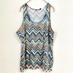 アプトナイン タンクトップ Uネック ノースリーブ 幾何学 XL 多色 混紡