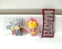MARVEL　マーベル　ラバーフィギュア　ラインストーンキーホルダー　3種
