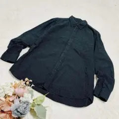 【ユニクロ】メンズ フランネルチェック柄シャツ(長袖) グレー XL