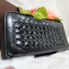 ✨極美品　レシートあり✨ボッテガ　長財布　ラウンドファスナー クロコ　ブラック