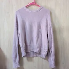 GAP 薄紫 M 編み込みニットセーター　華奢見え 春先にピッタリ