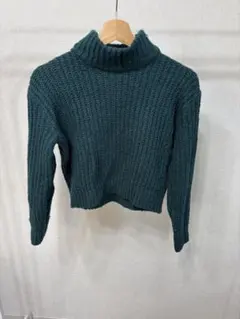 H&M DIVIDED ダークグリーン タートルネックニット XS