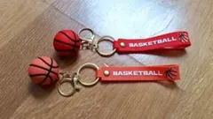バスケットボール　キーホルダー　赤　オレンジ　2個セット